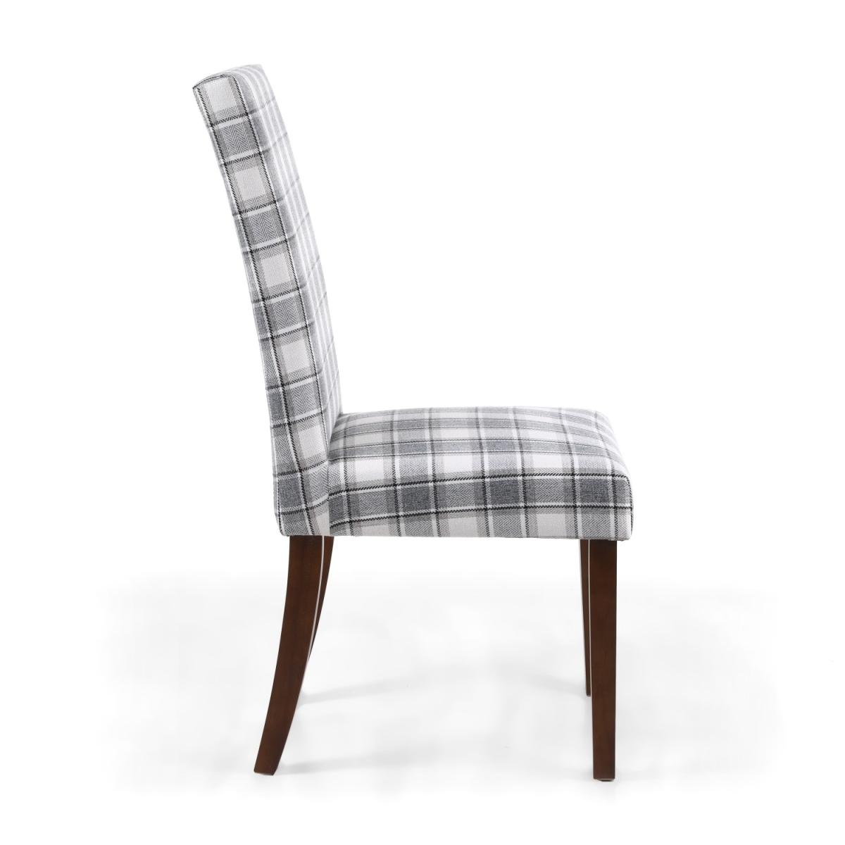 Pair of Ridley Herringbone Check Cappuccino Dining Chairs - Cappuccino / Walnut legs – image 4