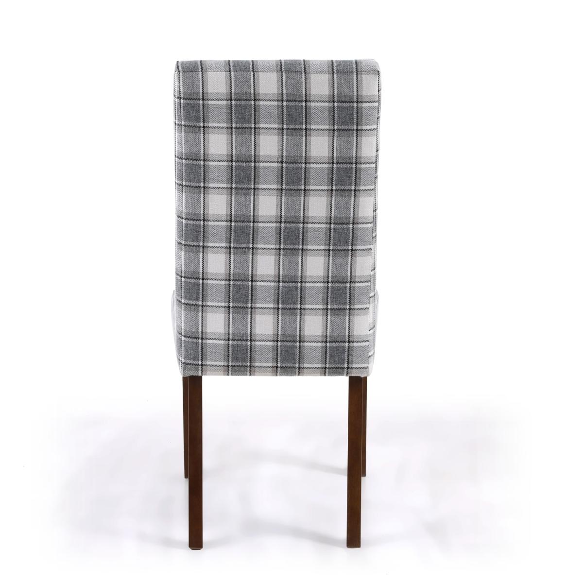 Pair of Ridley Herringbone Check Cappuccino Dining Chairs - Cappuccino / Walnut legs – image 6