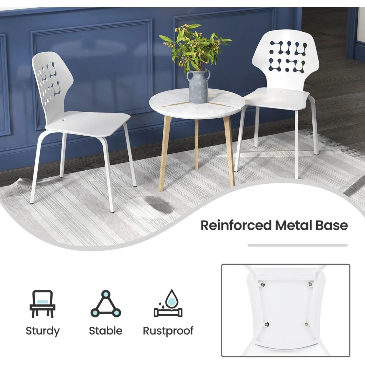 Metal Armless Dining Chairs Set of 4 – image 2