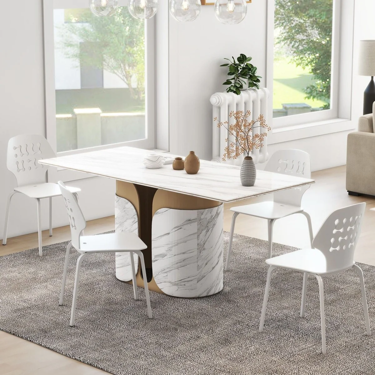 Metal Armless Dining Chairs Set of 4 – image 4