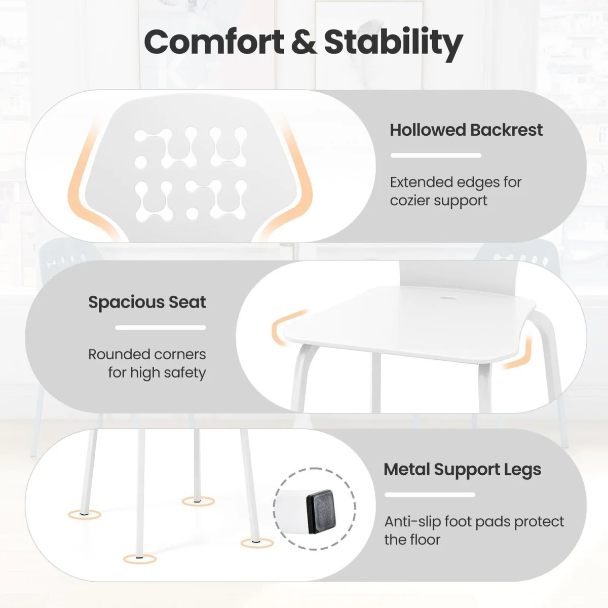 Metal Armless Dining Chairs Set of 4 – image 8