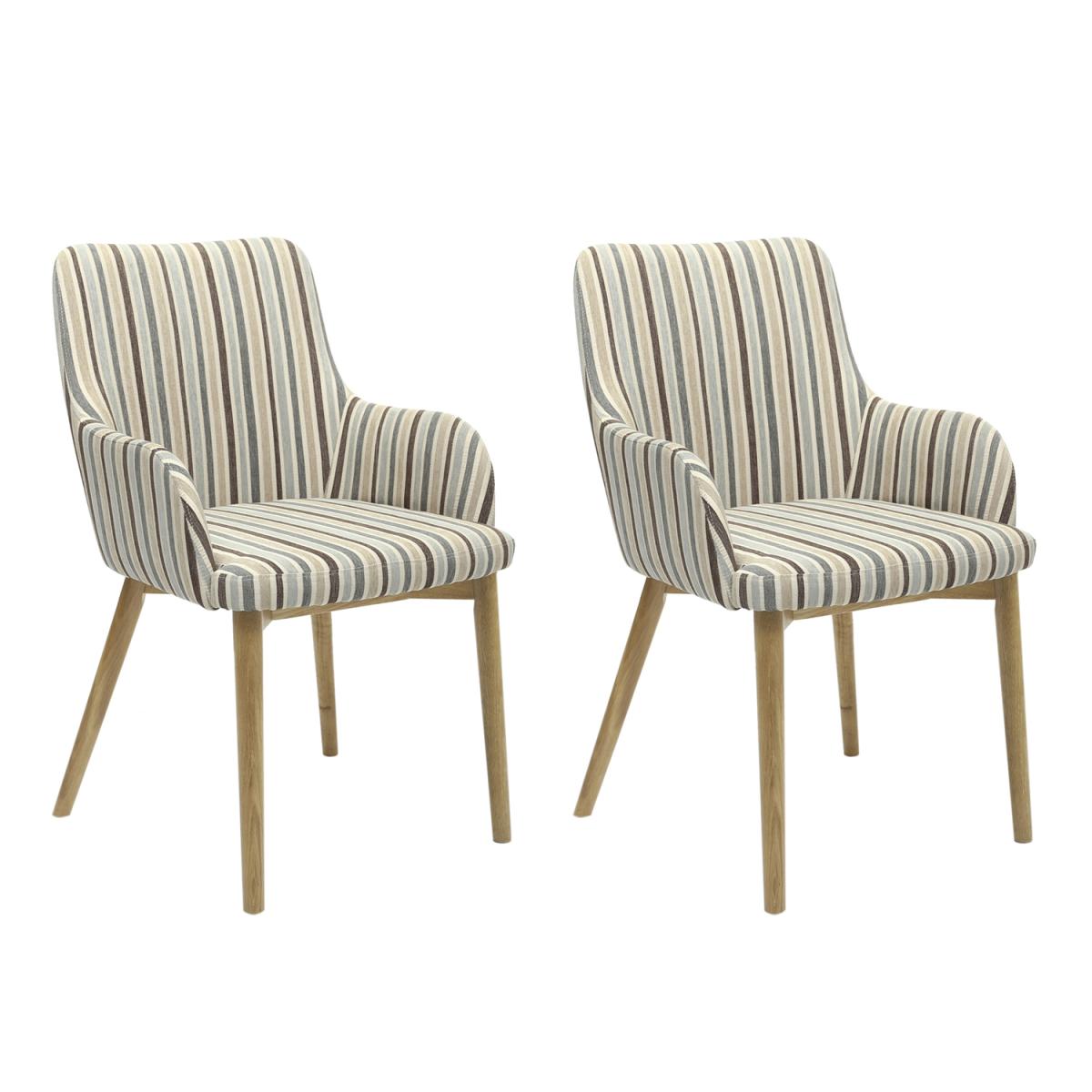 Pair Of Sidcup Dining Chairs - Blue Striped – image 8