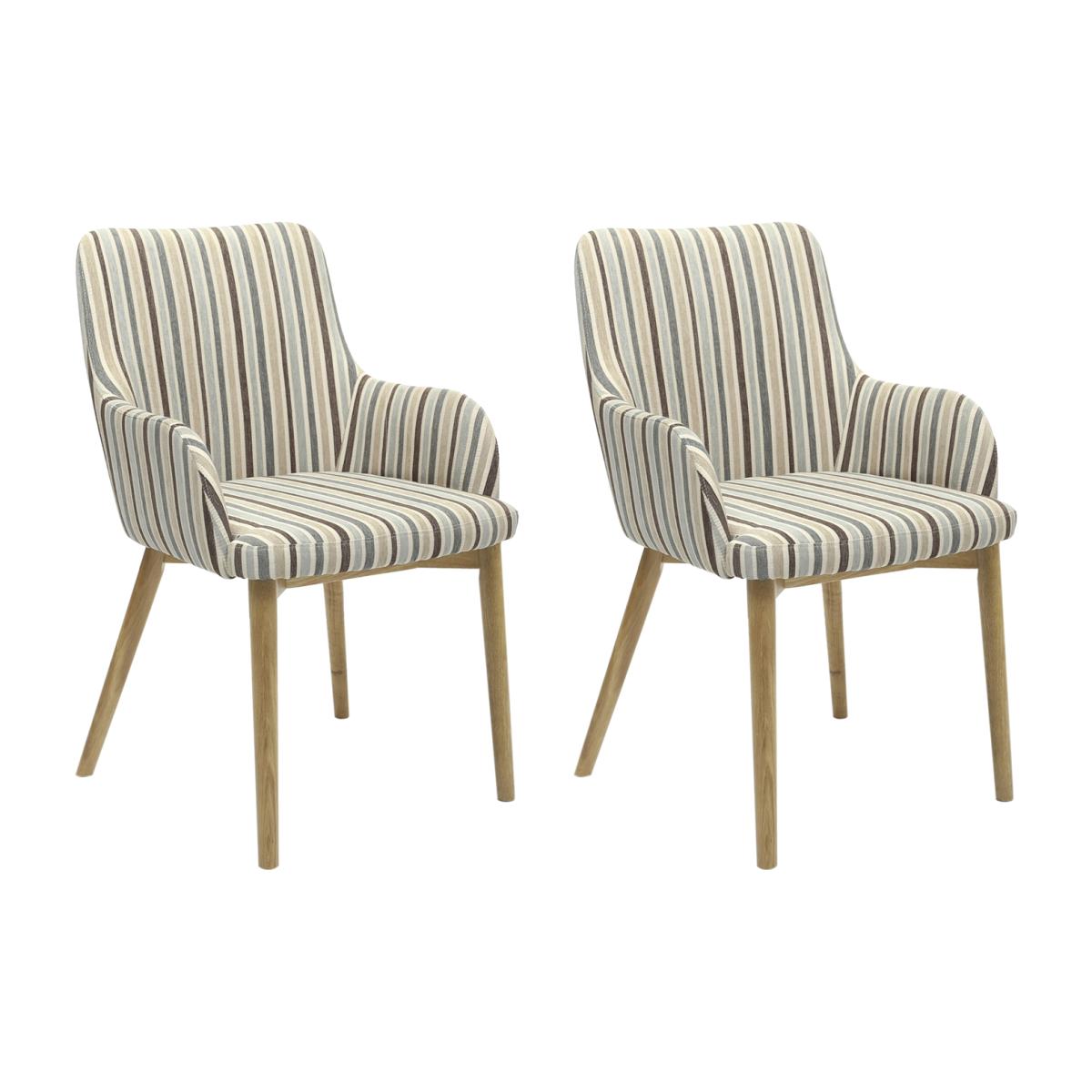 Pair Of Sidcup Dining Chairs - Blue Striped – image 1