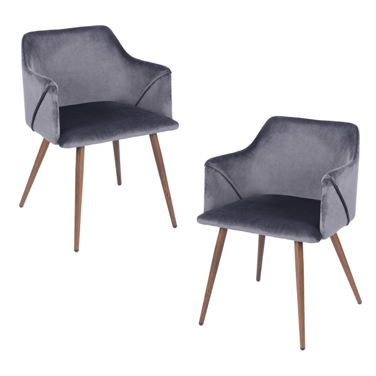 Aldridge Set of 2 Dining Chairs With Armrests - Grey – image 2