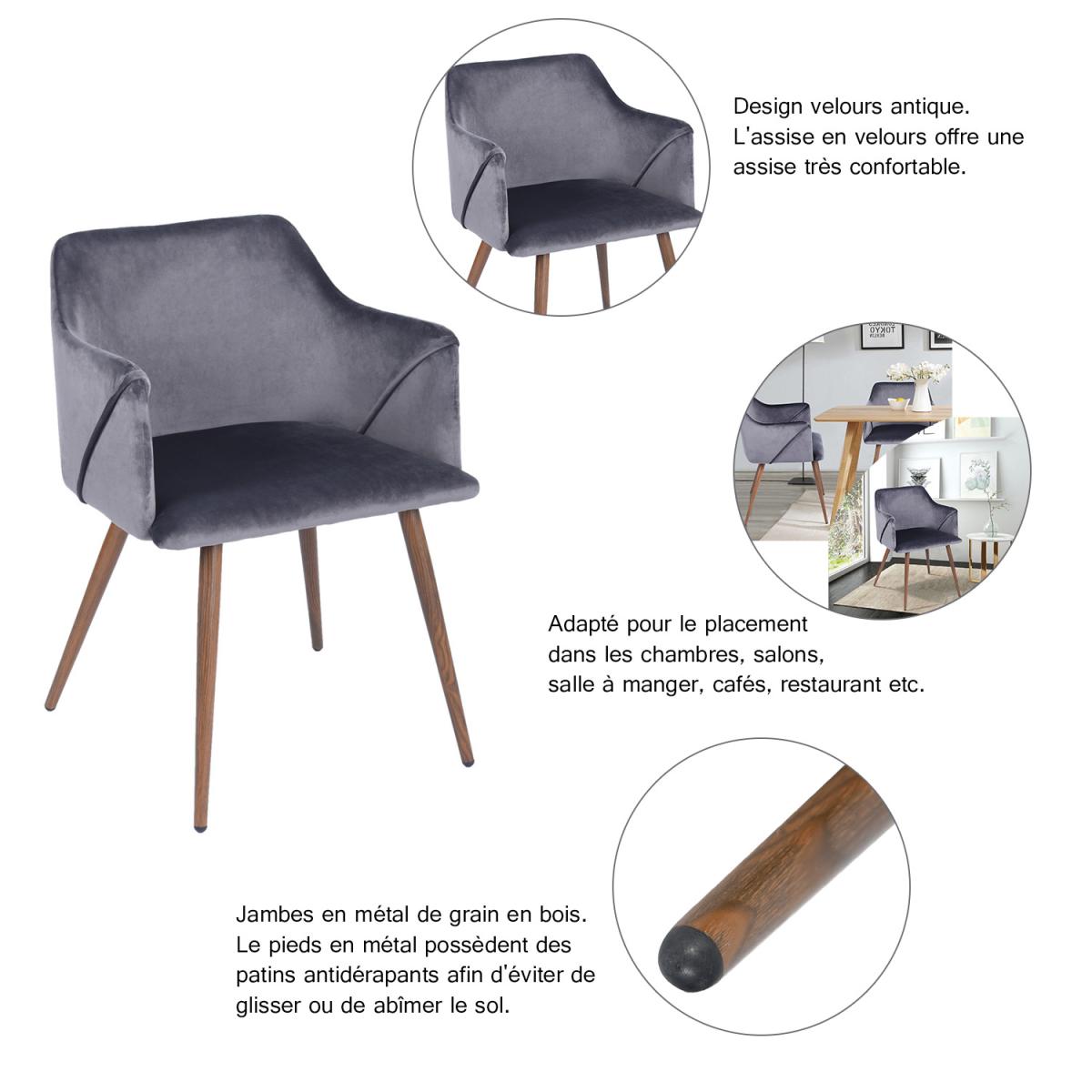 Aldridge Set of 2 Dining Chairs With Armrests - Grey – image 5