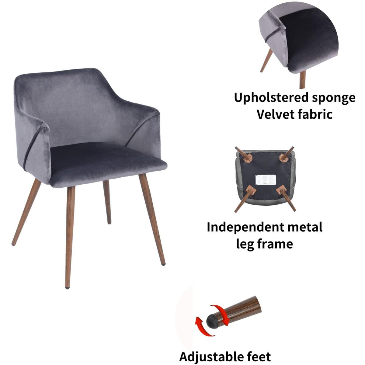 Aldridge Set of 2 Dining Chairs With Armrests - Grey – image 8
