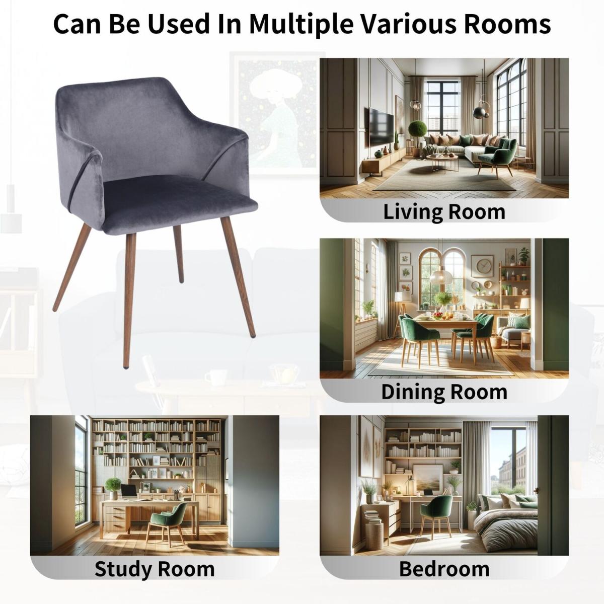 Aldridge Set of 2 Dining Chairs With Armrests - Grey – image 9