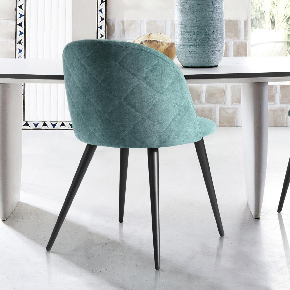 Set of 2 Dining Chairs With Round Backs Zomba Terry Fabric - Green – image 3