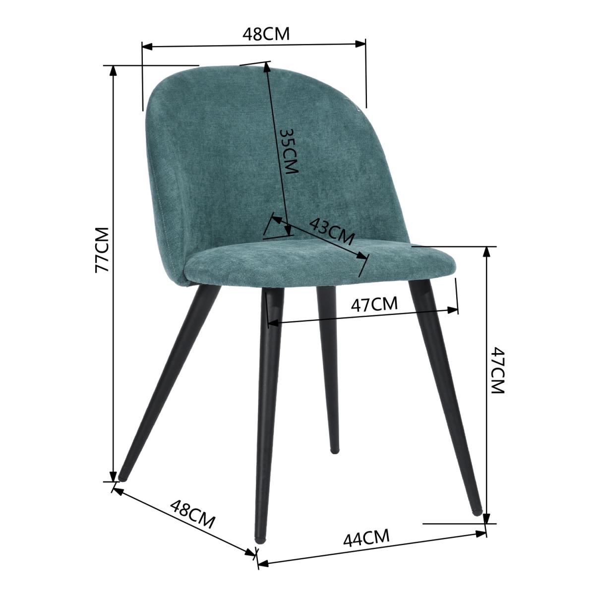 Set of 2 Dining Chairs With Round Backs Zomba Terry Fabric - Green – image 5