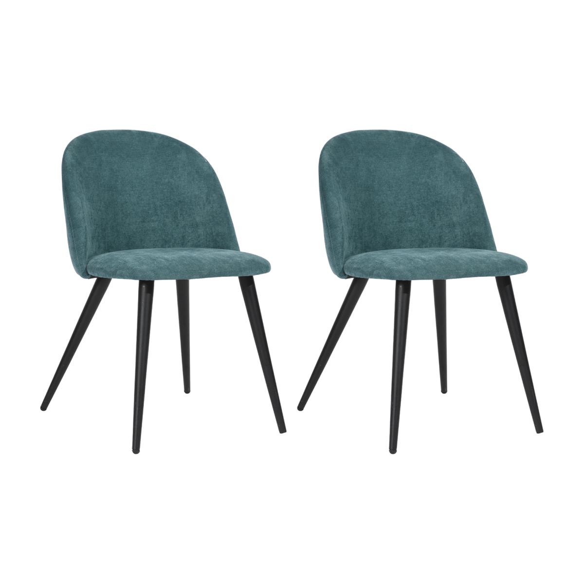 Set of 2 Dining Chairs With Round Backs Zomba Terry Fabric - Green – image 1