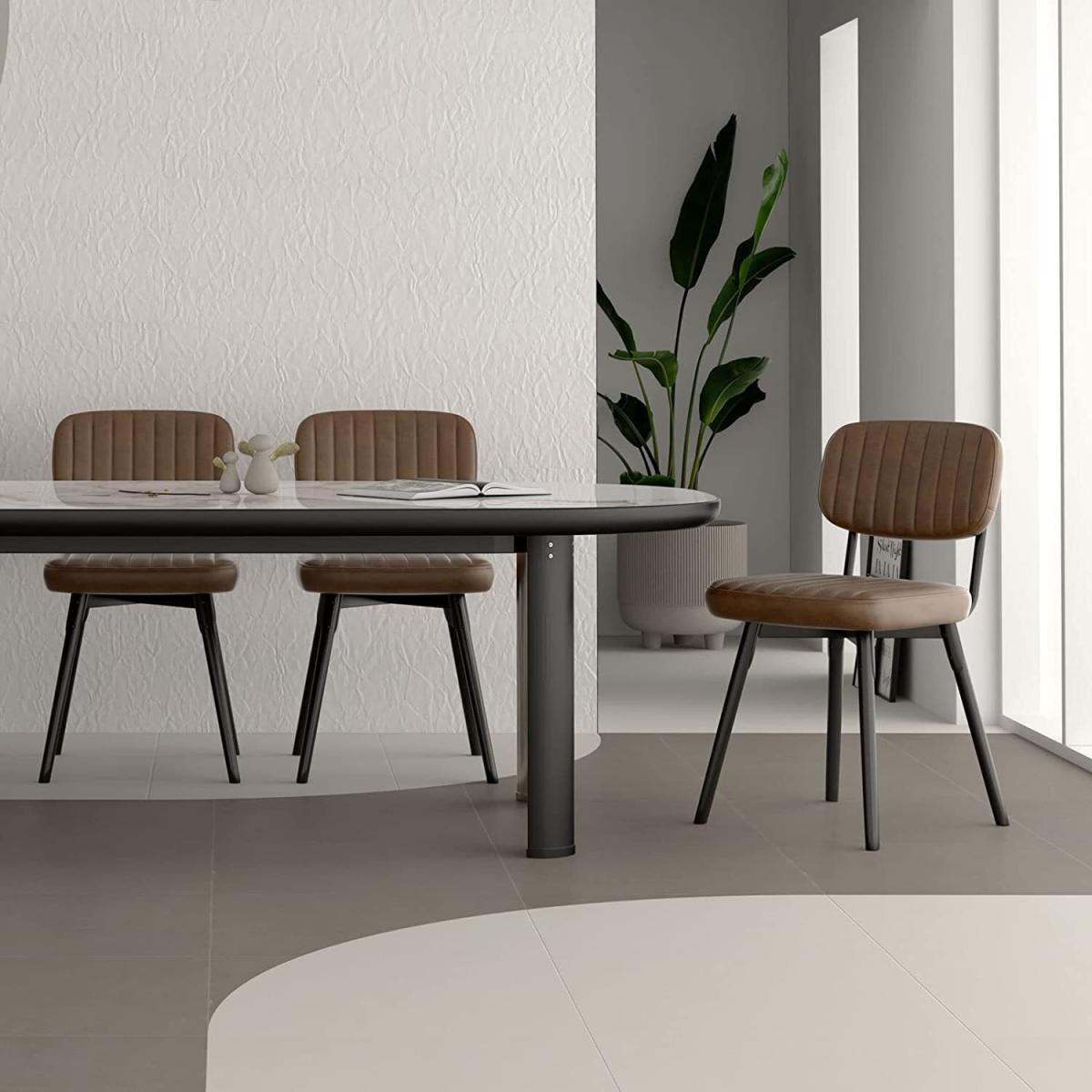 Dripex Dining Chair with PU Cushion Seat Back - Brown – image 2