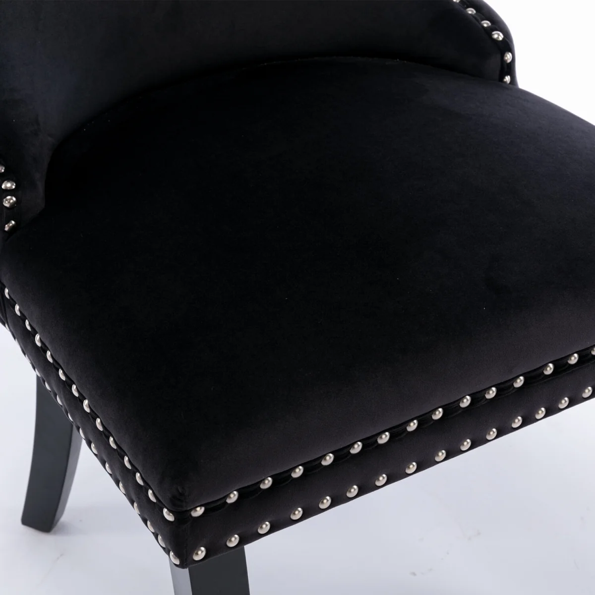 Set of 2 Sierra Wing Back Velvet Tufted Dining Chairs with Oak Wood Legs - Black – image 11