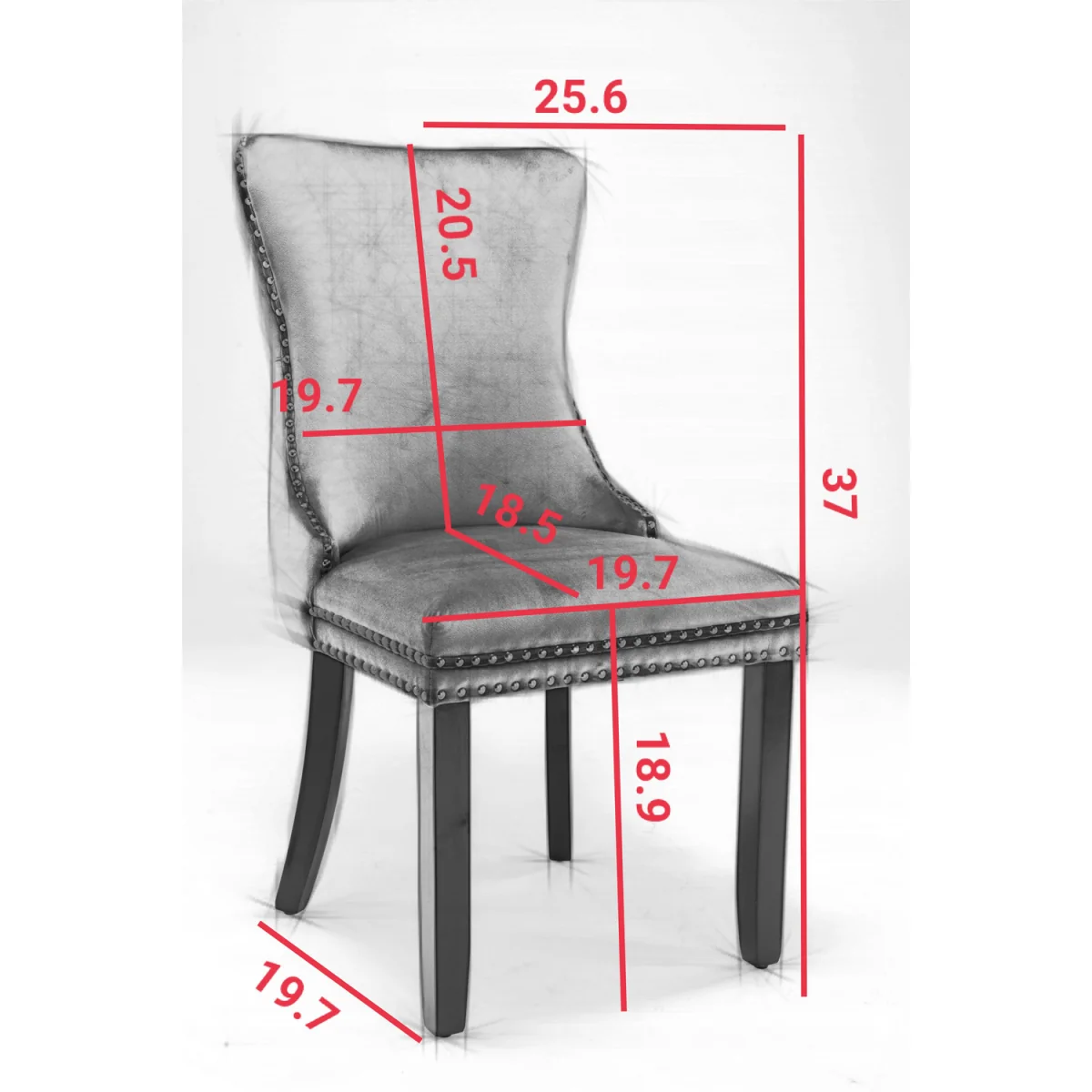Set of 2 Sierra Wing Back Velvet Tufted Dining Chairs with Oak Wood Legs - Black – image 12