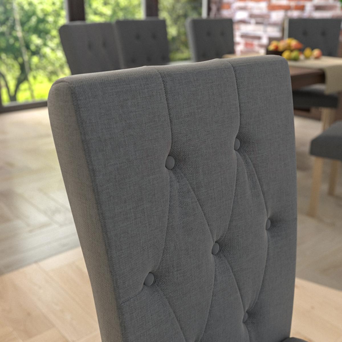 Horton Set of 2 Fabric Dining Chair - Grey and Oak – image 4