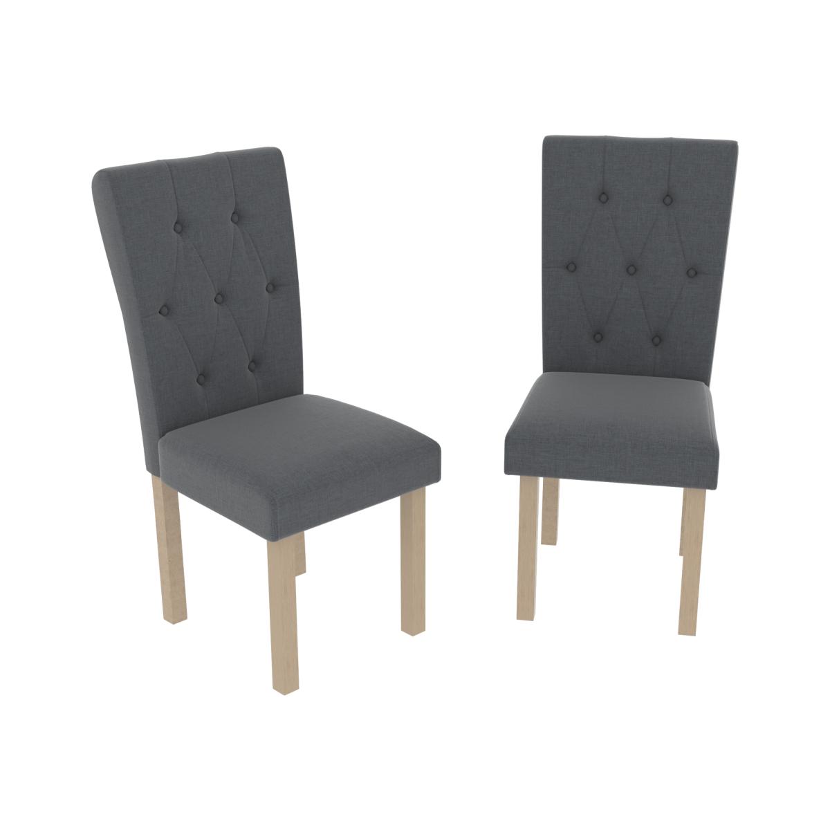 Horton Set of 2 Fabric Dining Chair - Grey and Oak – image 1