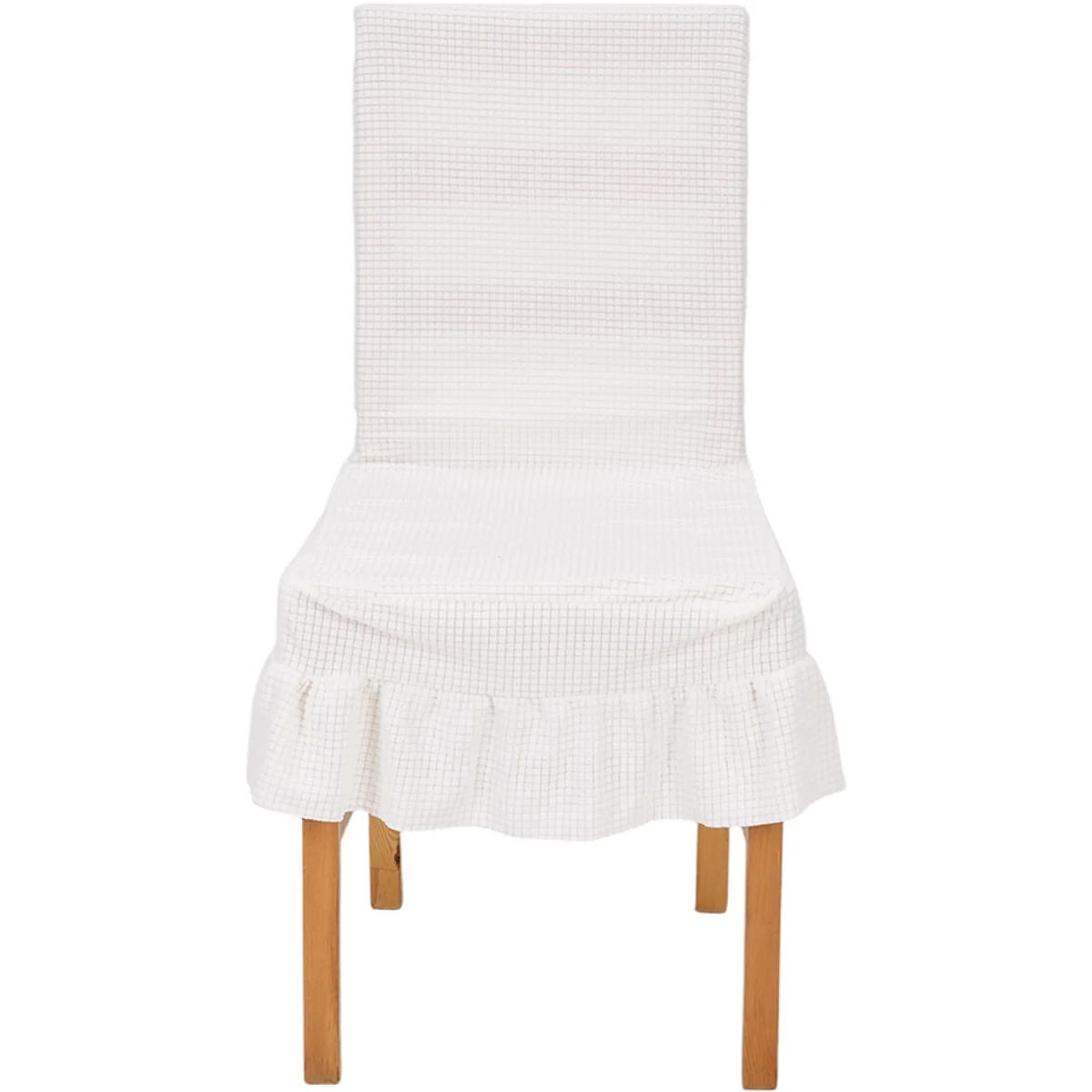 Set of 2 Ruffled Dining Chair Covers with Tie Straps - Beige – image 11