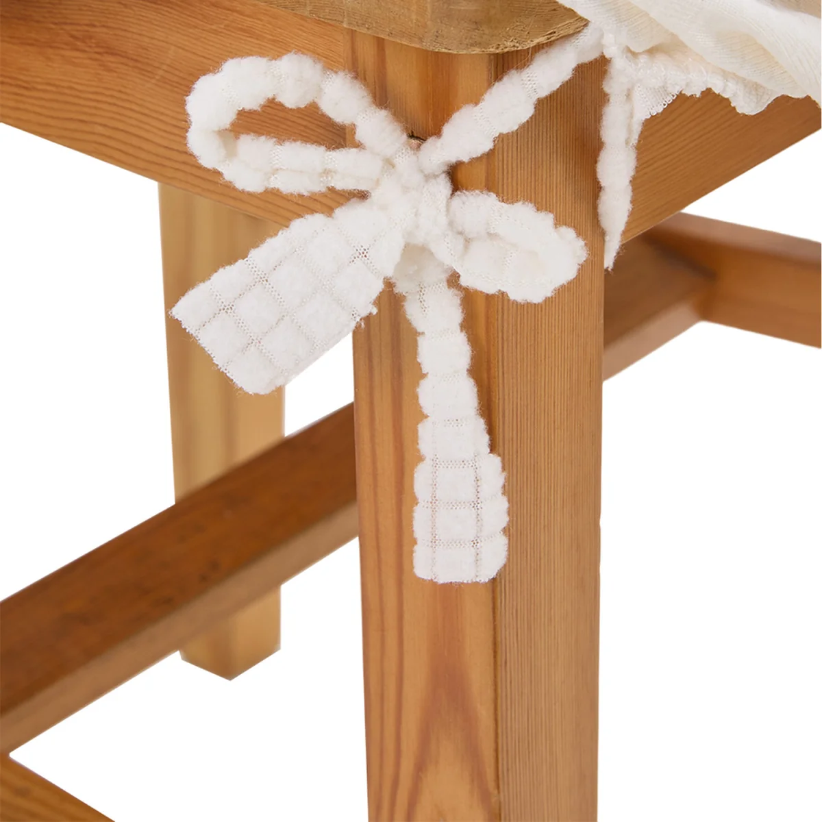 Set of 2 Ruffled Dining Chair Covers with Tie Straps - Beige – image 4