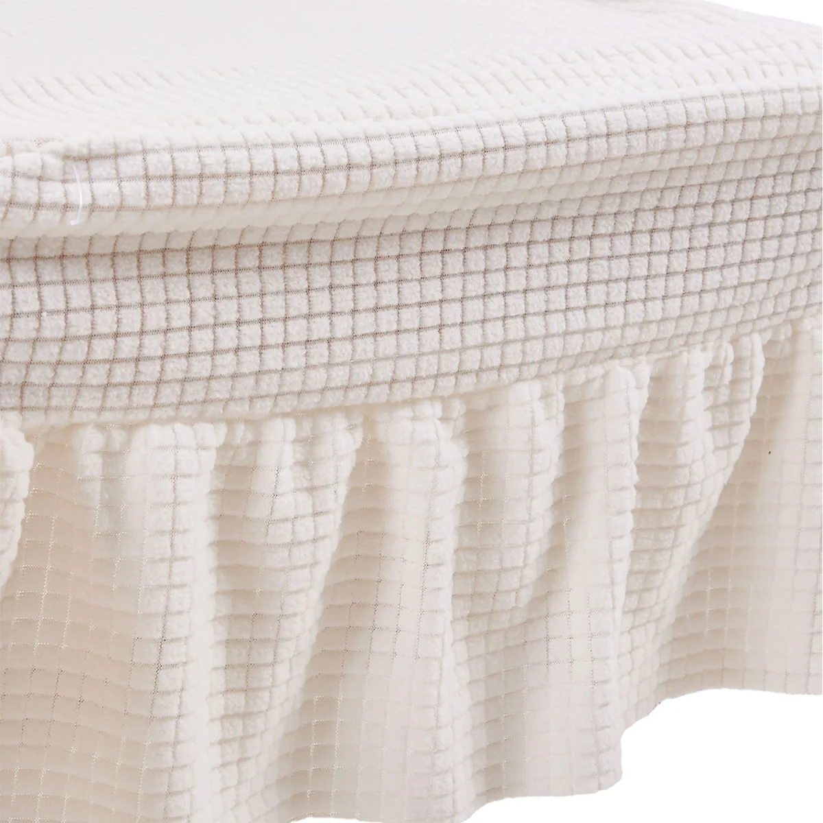 Set of 2 Ruffled Dining Chair Covers with Tie Straps - Beige – image 5