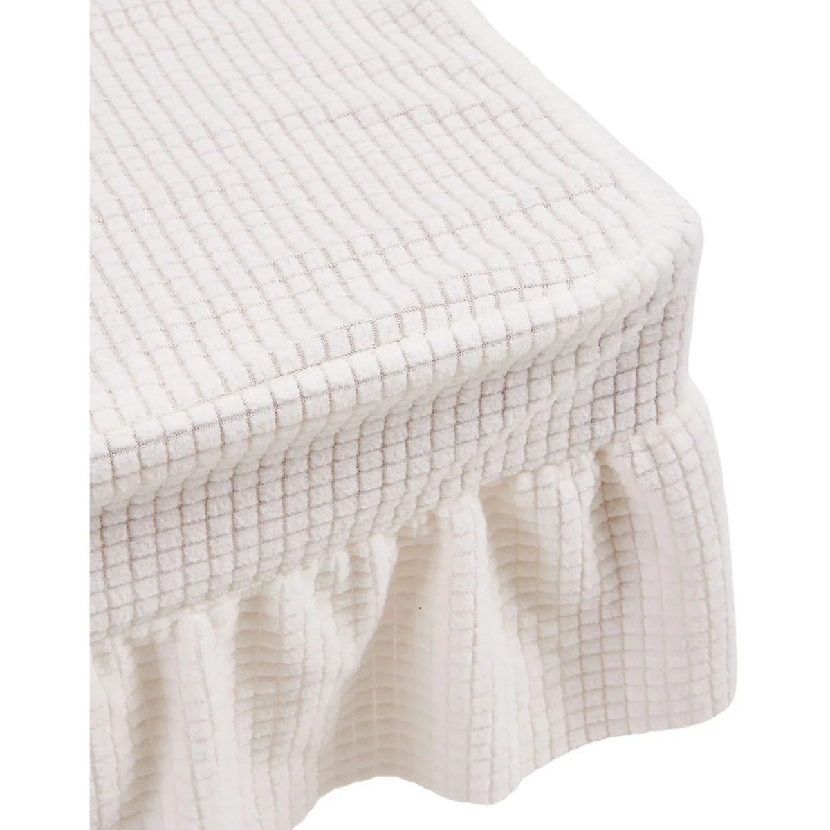 Set of 2 Ruffled Dining Chair Covers with Tie Straps - Beige – image 8