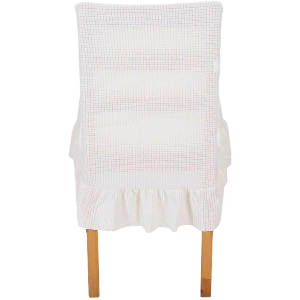 Set of 2 Ruffled Dining Chair Covers with Tie Straps - Beige – image 9