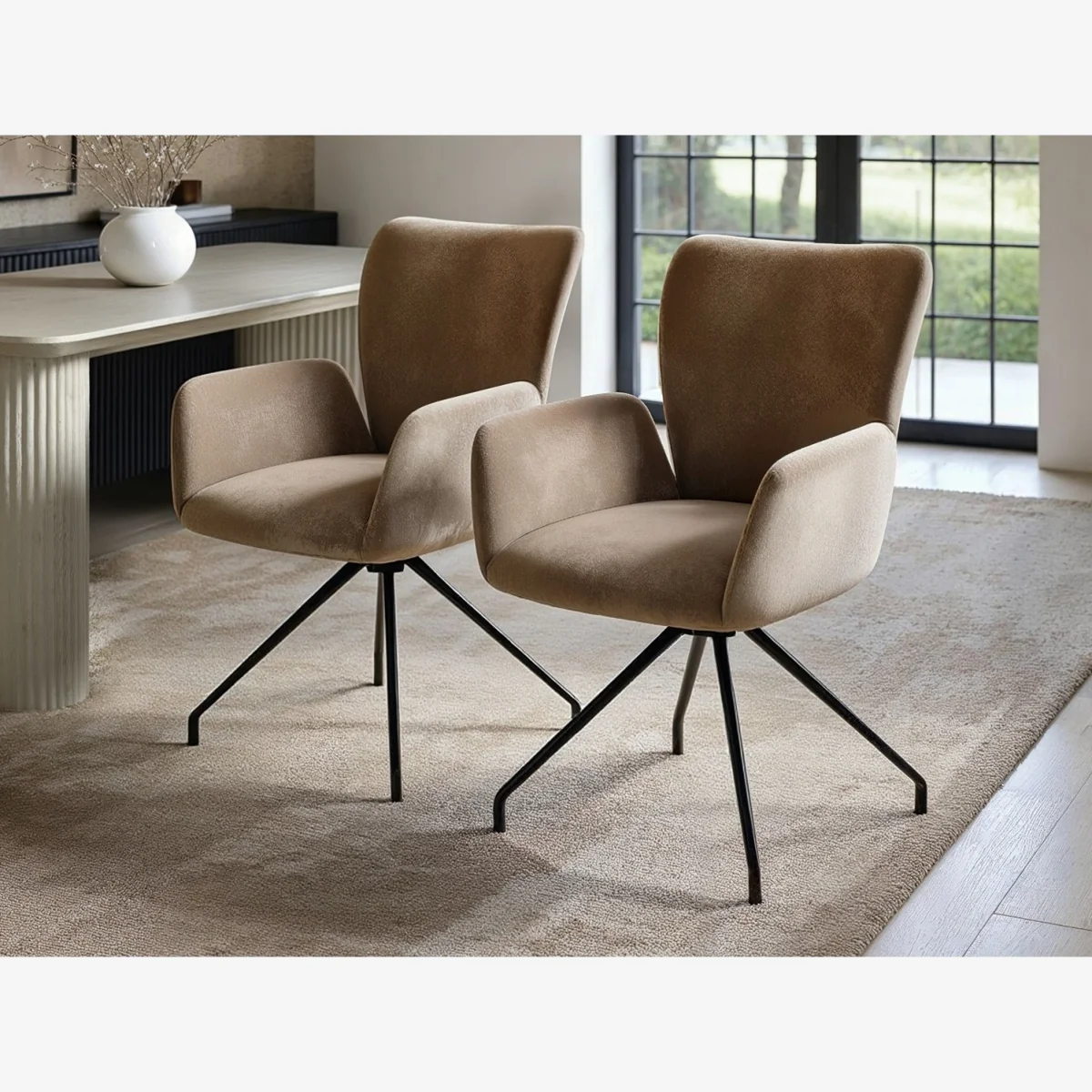 Kora Mocha Swivel Dining Chair Set of 2 - Brown