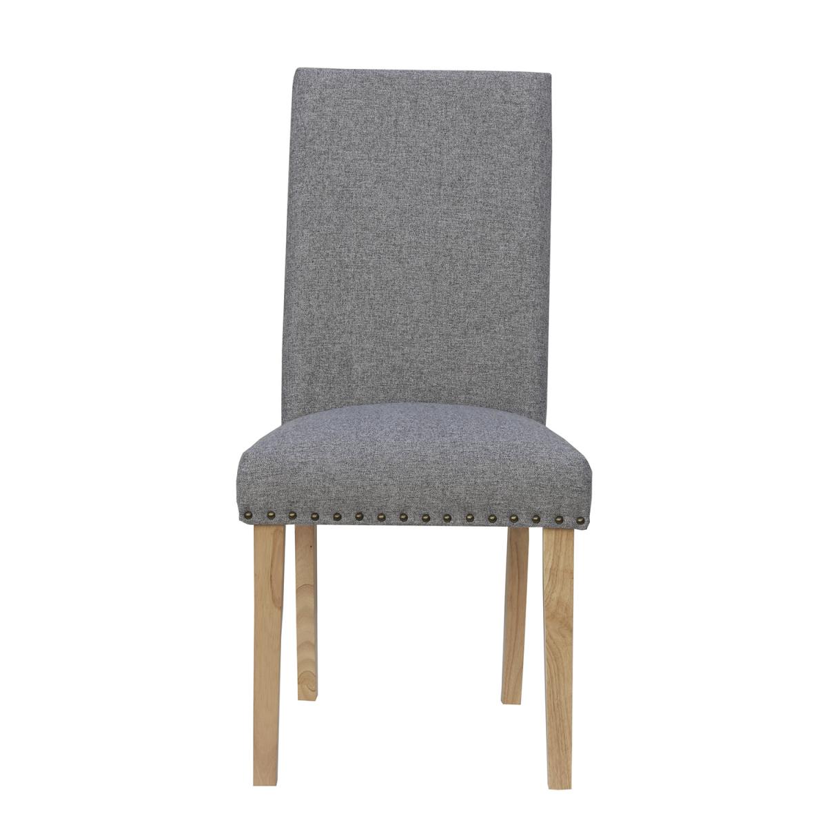 Pair of Straight Back Fabric Dining Chairs - Light Grey – image 3