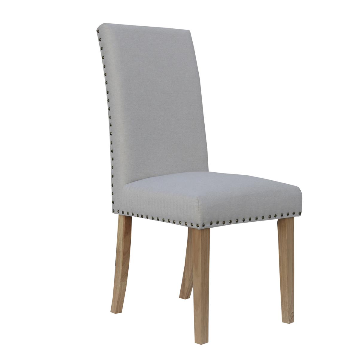 Pair of Straight Back Fabric Dining Chairs - Light Grey – image 5