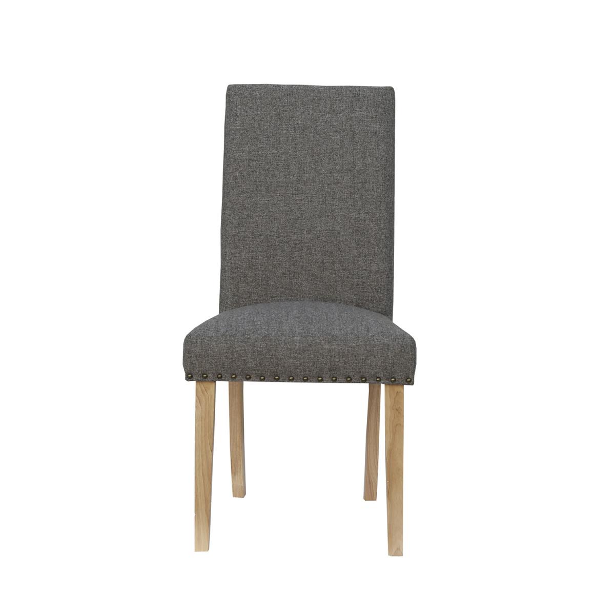 Pair of Straight Back Fabric Dining Chairs - Light Grey – image 6