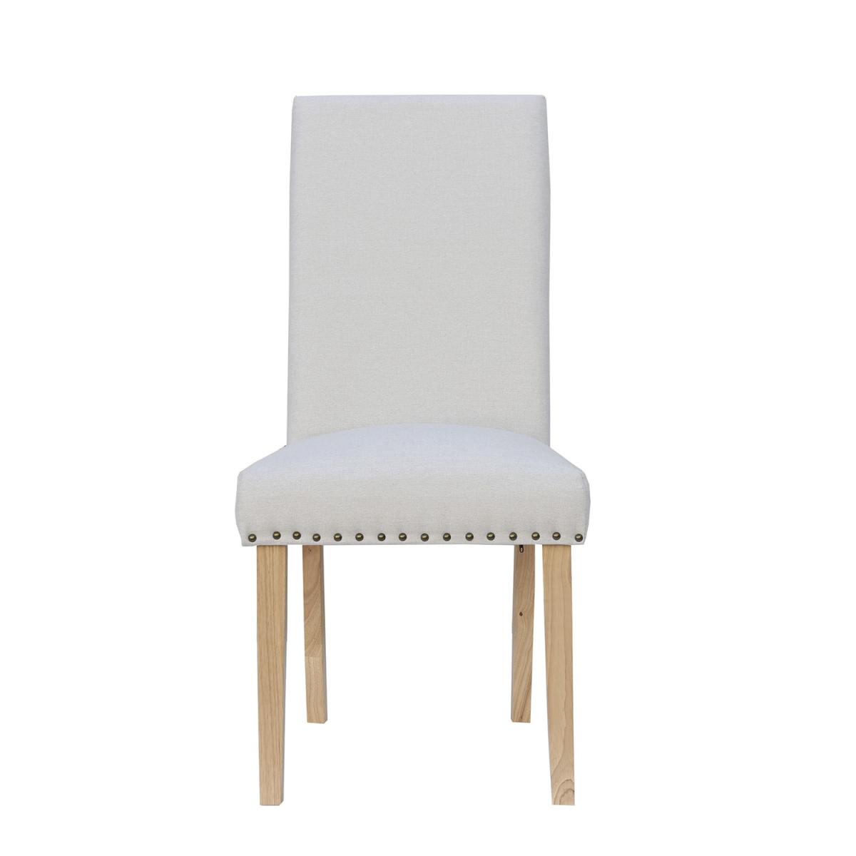 Pair of Straight Back Fabric Dining Chairs - Light Grey – image 7