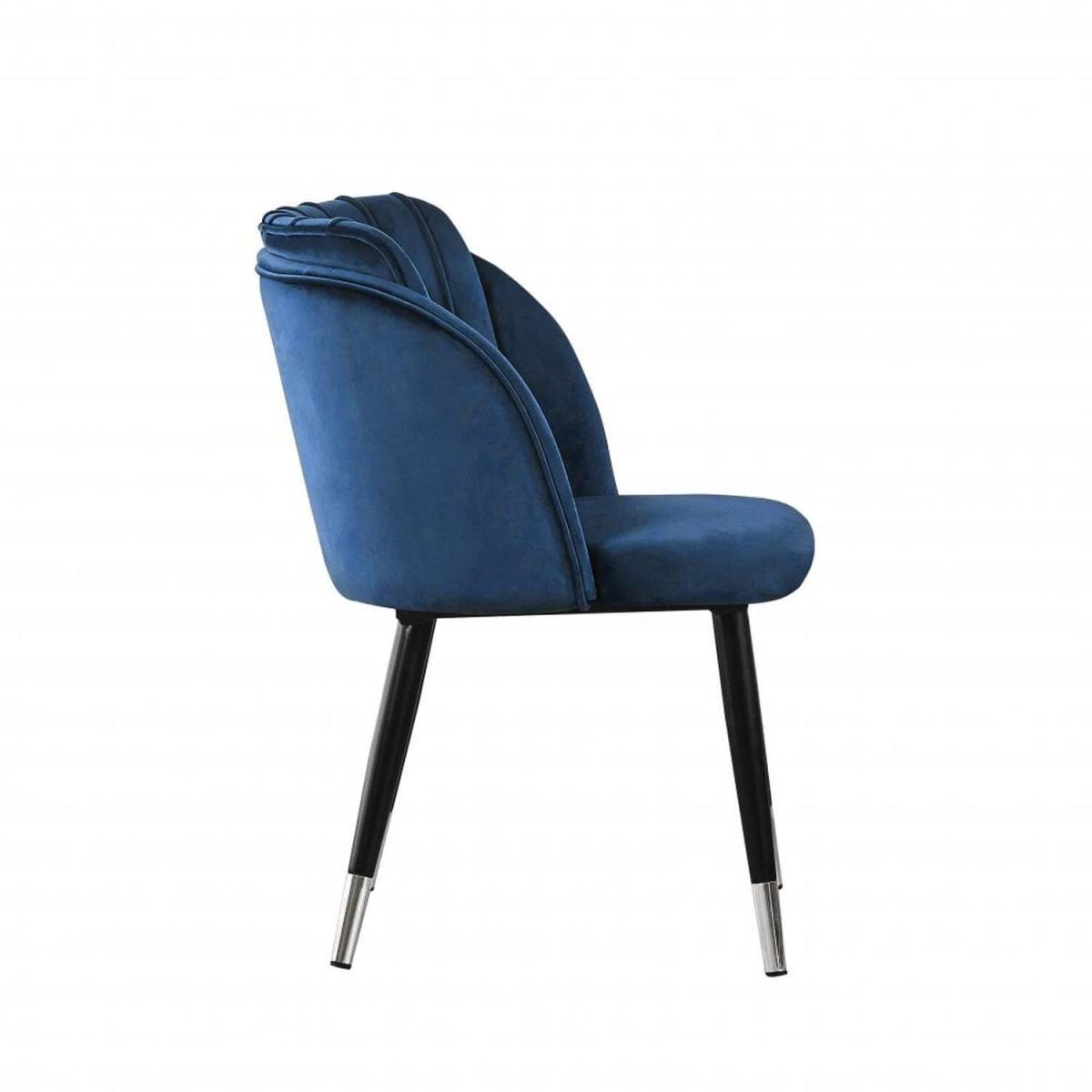 Milano Velvet Dining Chairs Set of 4 - Blue / Silver End Caps – image 5