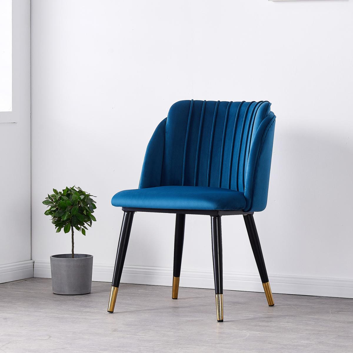 Milano Velvet Dining Chairs Set of 4 - Blue / Silver End Caps – image 8