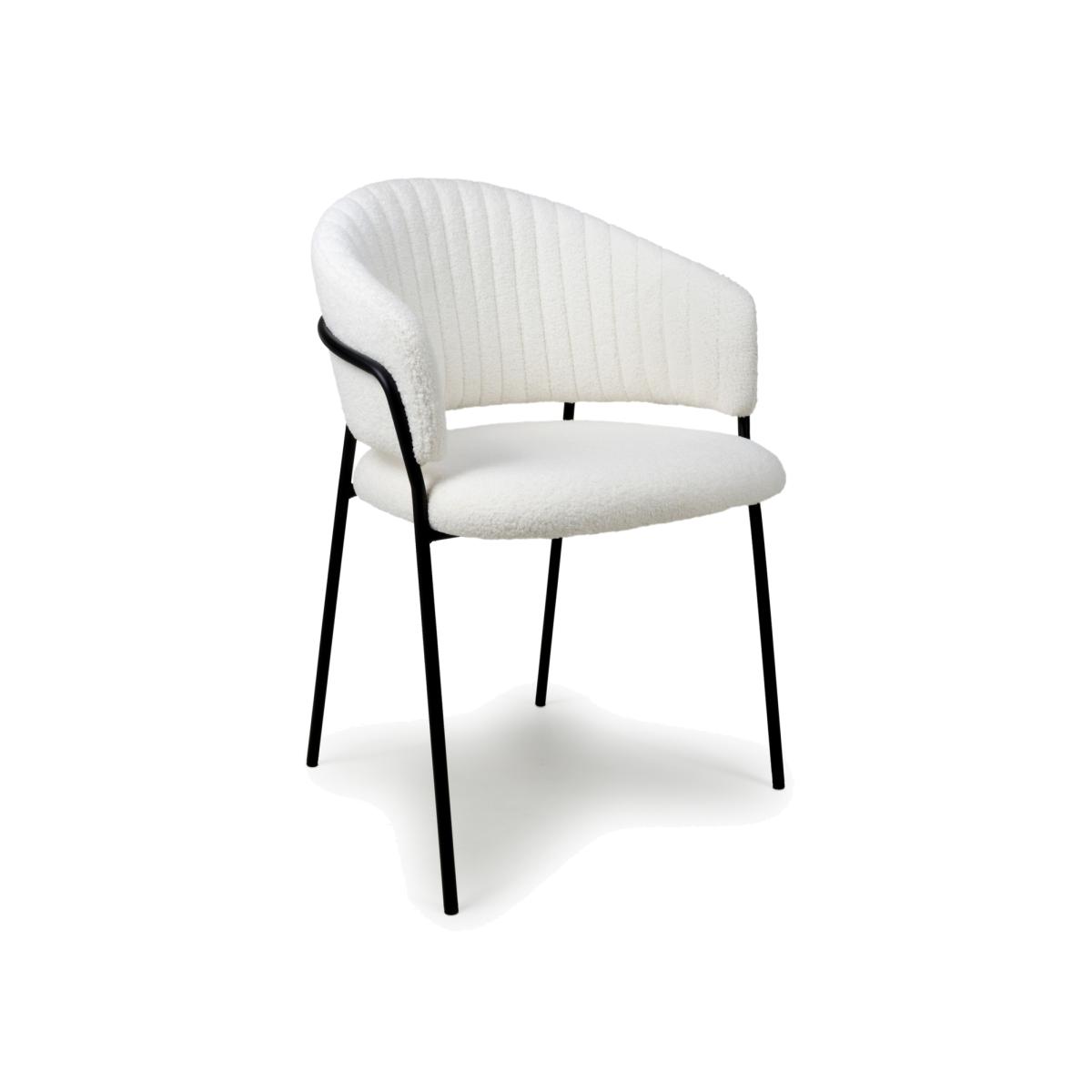 Pair of Maya Boucle White Dining Chairs - White