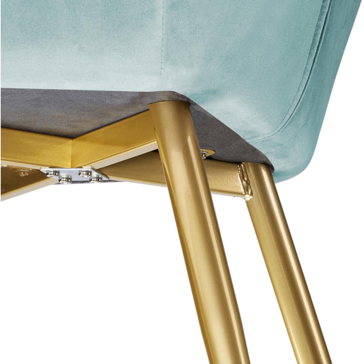 6 Marilyn Velvet-Look Chairs - Turquoise/Gold – image 2