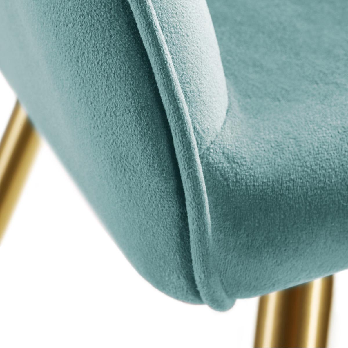 6 Marilyn Velvet-Look Chairs - Turquoise/Gold – image 5