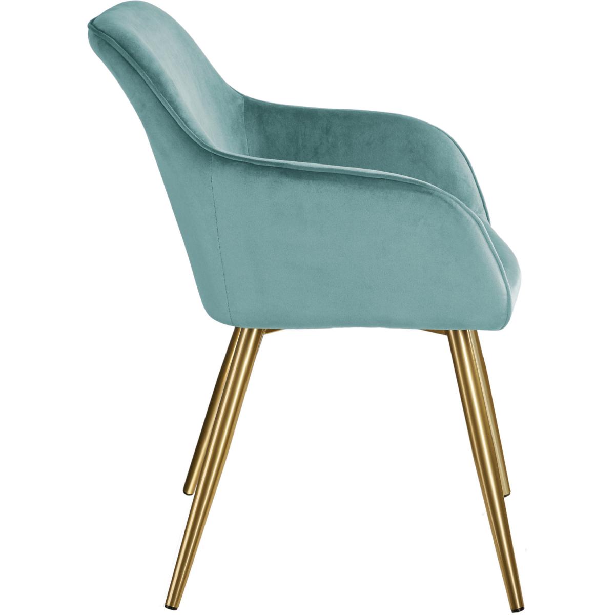 6 Marilyn Velvet-Look Chairs - Turquoise/Gold – image 6