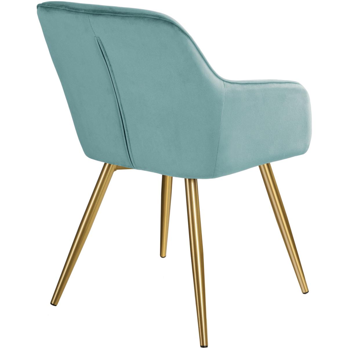 6 Marilyn Velvet-Look Chairs - Turquoise/Gold – image 7