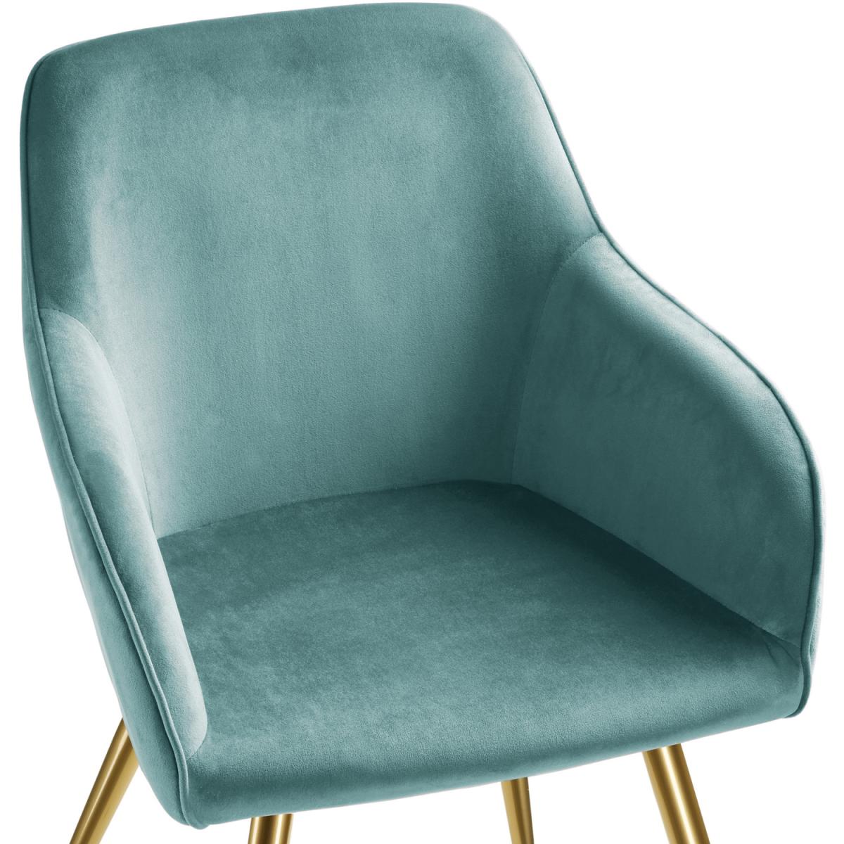 6 Marilyn Velvet-Look Chairs - Turquoise/Gold – image 8