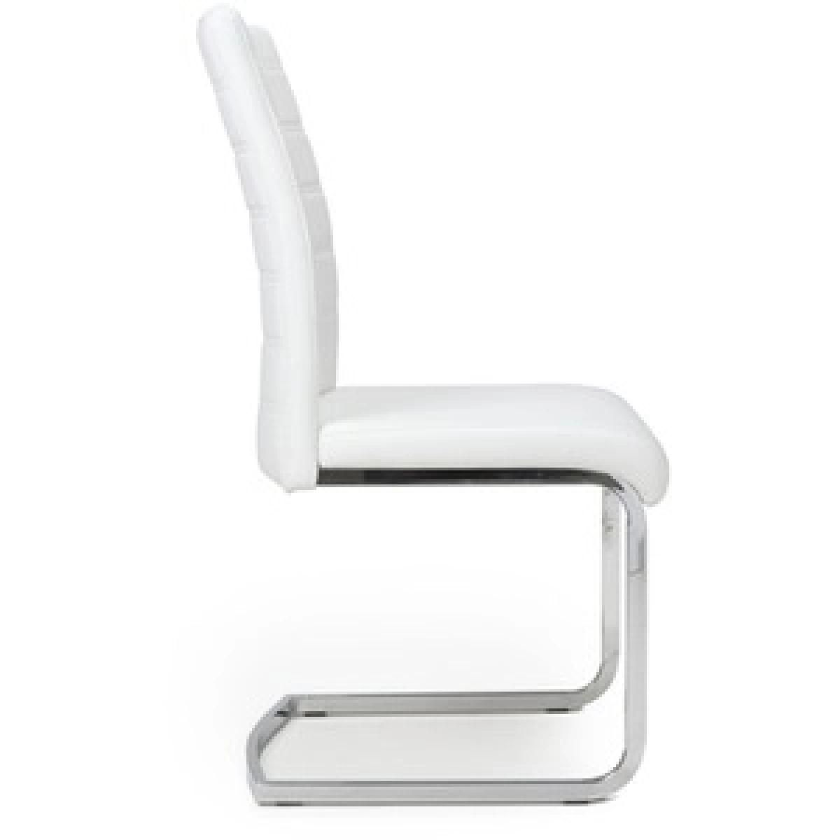 Pair Of Callisto Leather Effect White Dining Chair – image 11