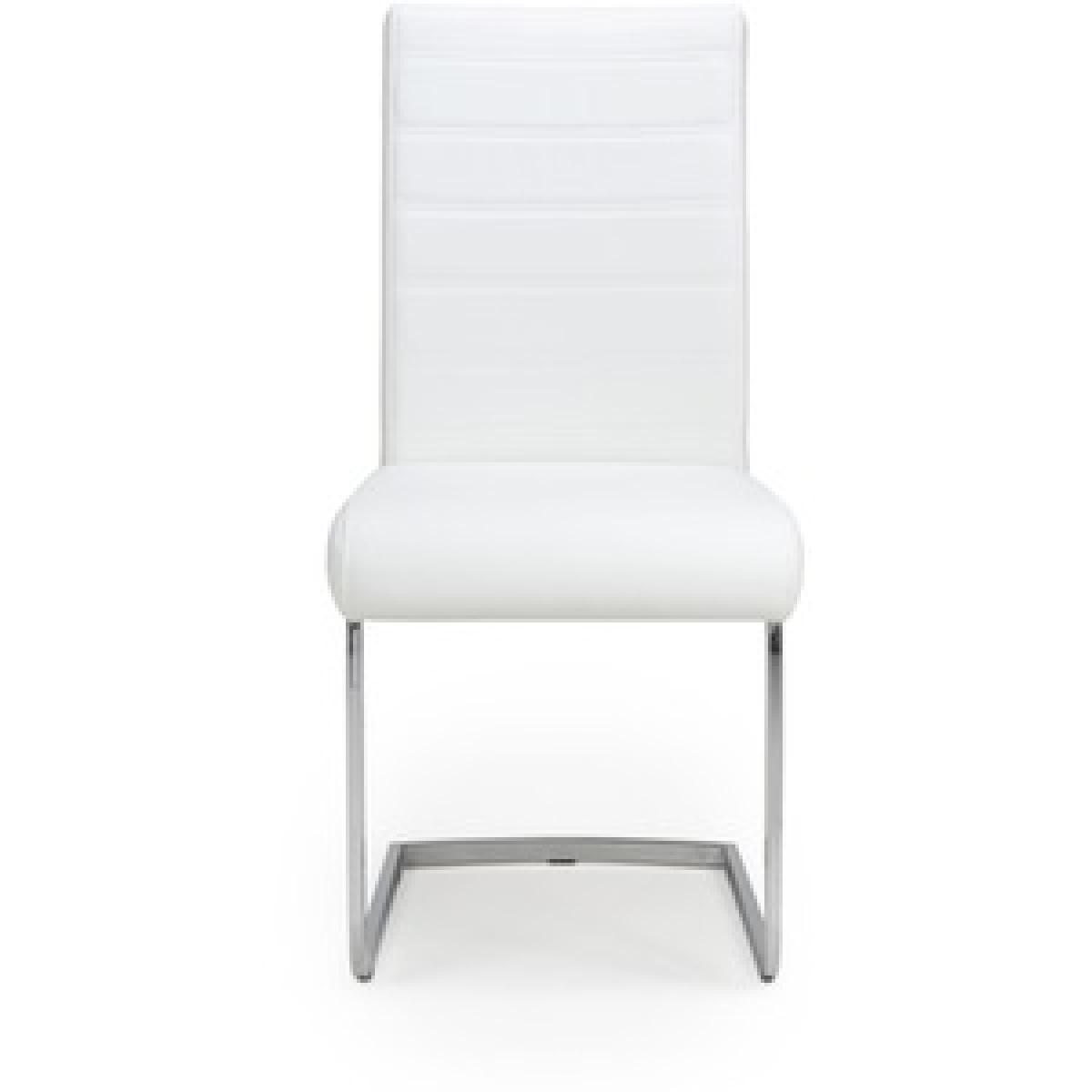 Pair Of Callisto Leather Effect White Dining Chair – image 12