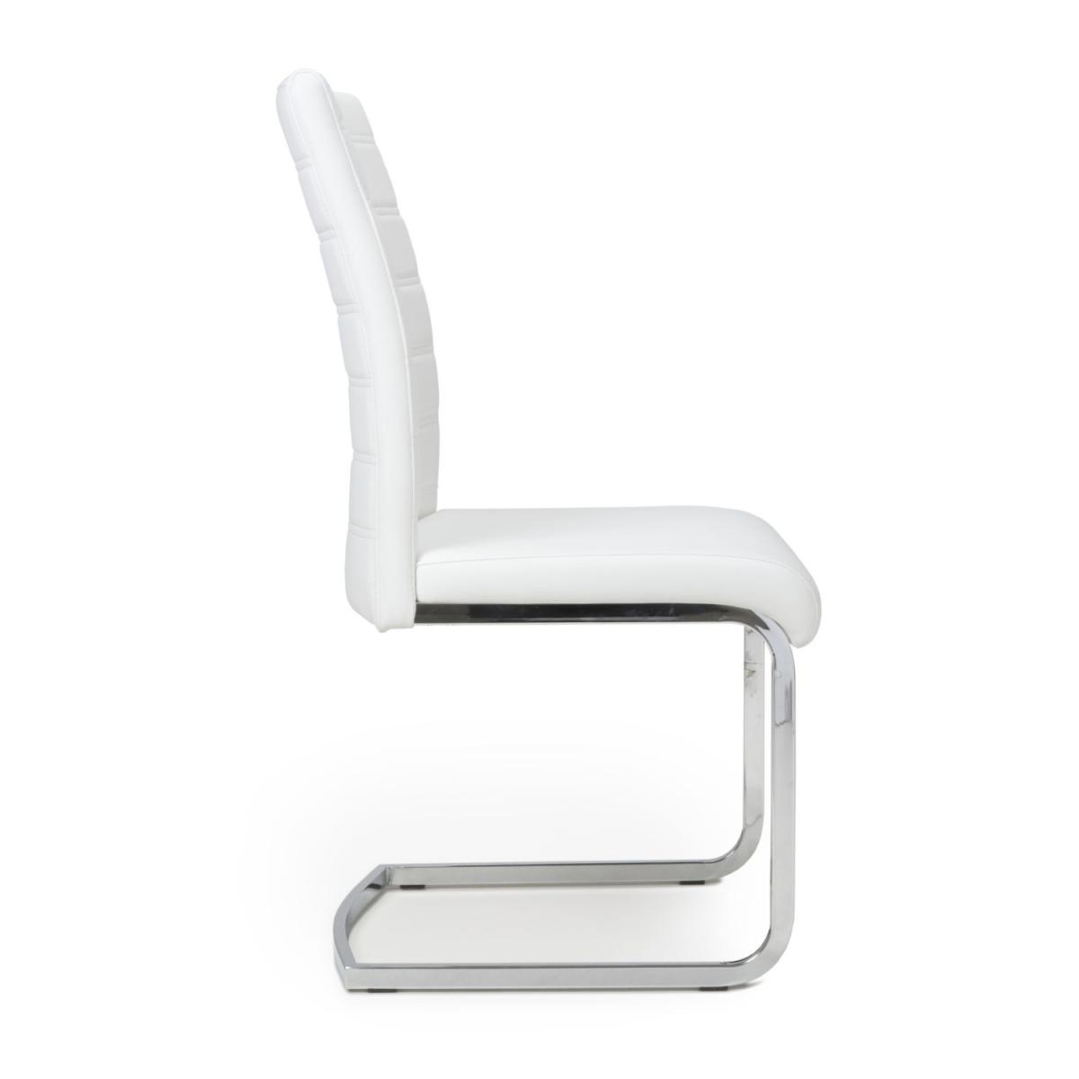 Pair Of Callisto Leather Effect White Dining Chair – image 4