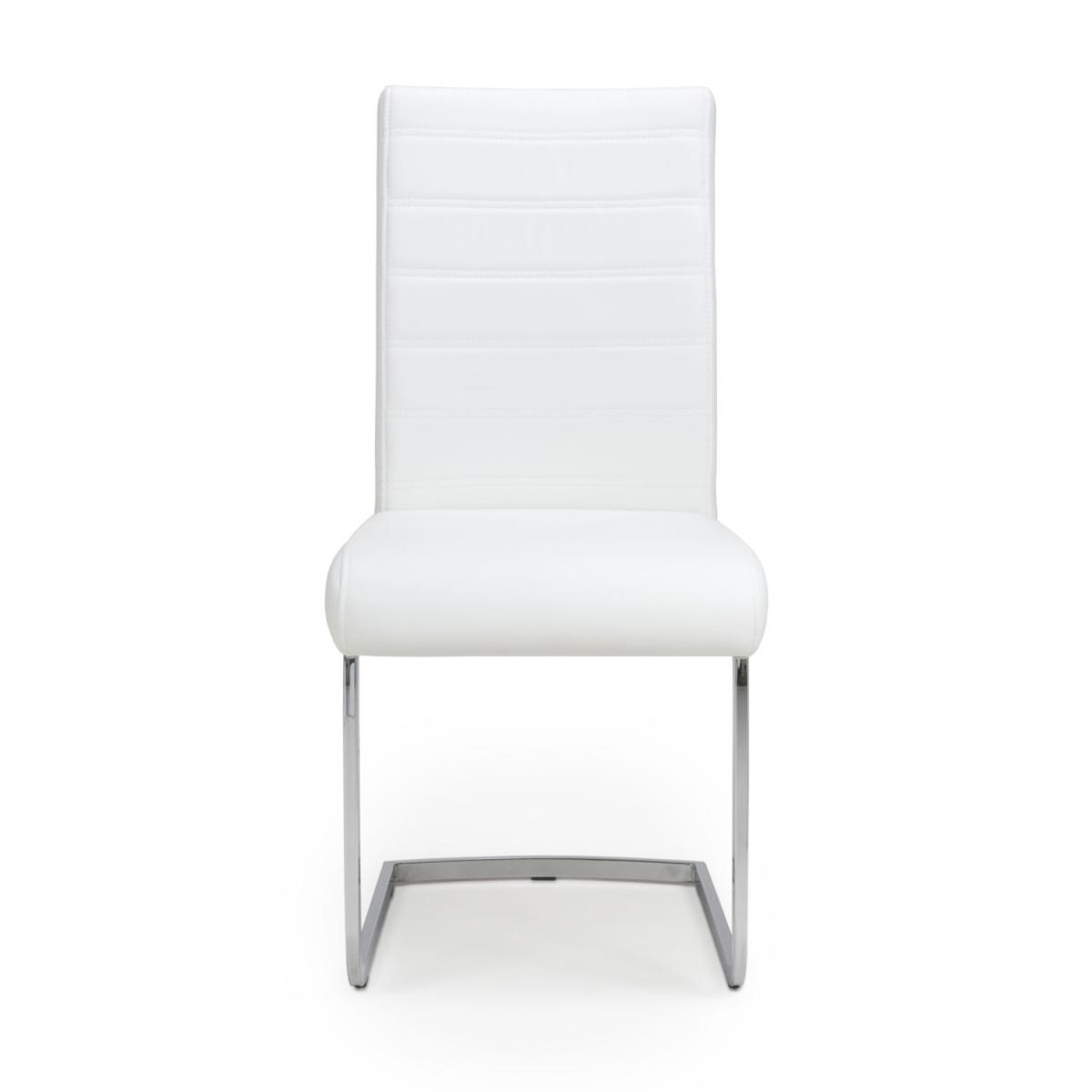Pair Of Callisto Leather Effect White Dining Chair – image 5