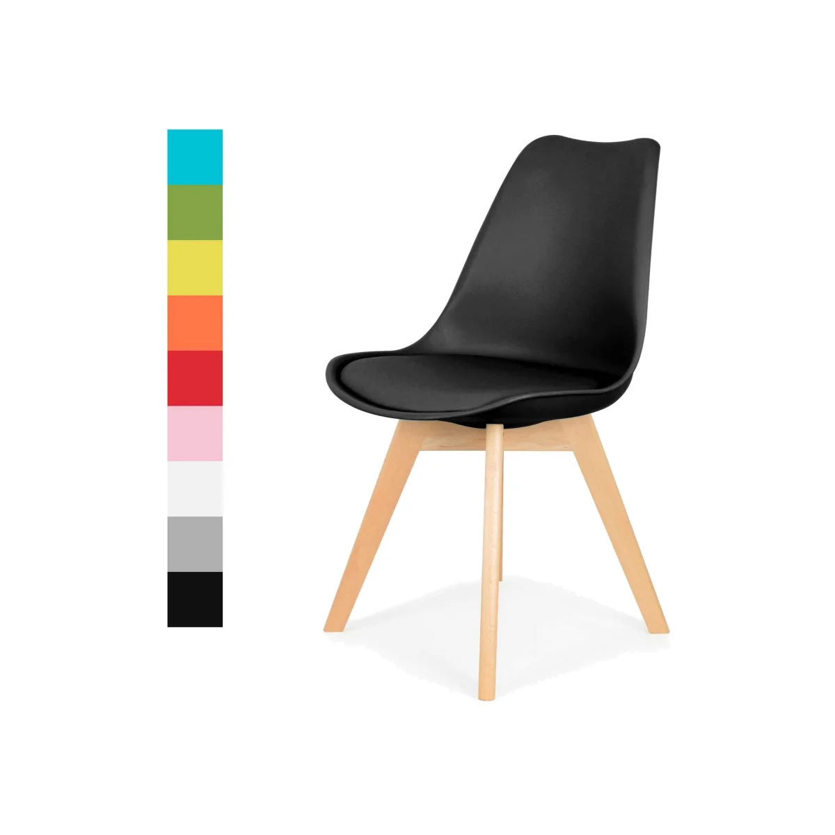 Dining Chair with Wooden Legs(Blue Chair 1) - Black / 1 – image 1