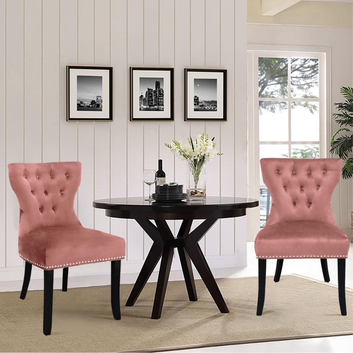 Velvet Dining Room Chairs Set - Pink – image 6
