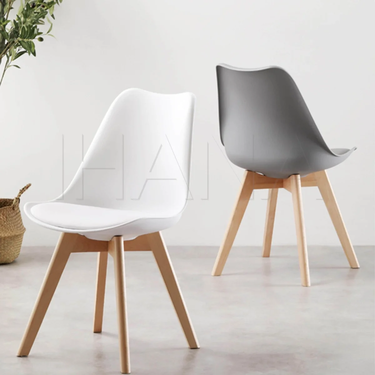 Dining Chair with Wooden Legs(Blue Chair 1) - Blue / 1 – image 2