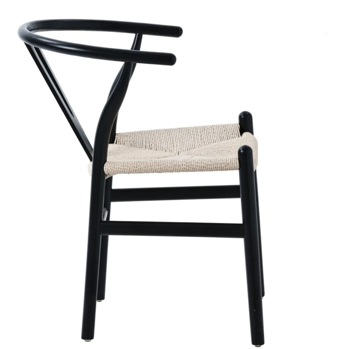 Set of 2 Dining Chair, Ash Solid Wood Y Chair, Dining Room Chair with Rattan - Black – image 2