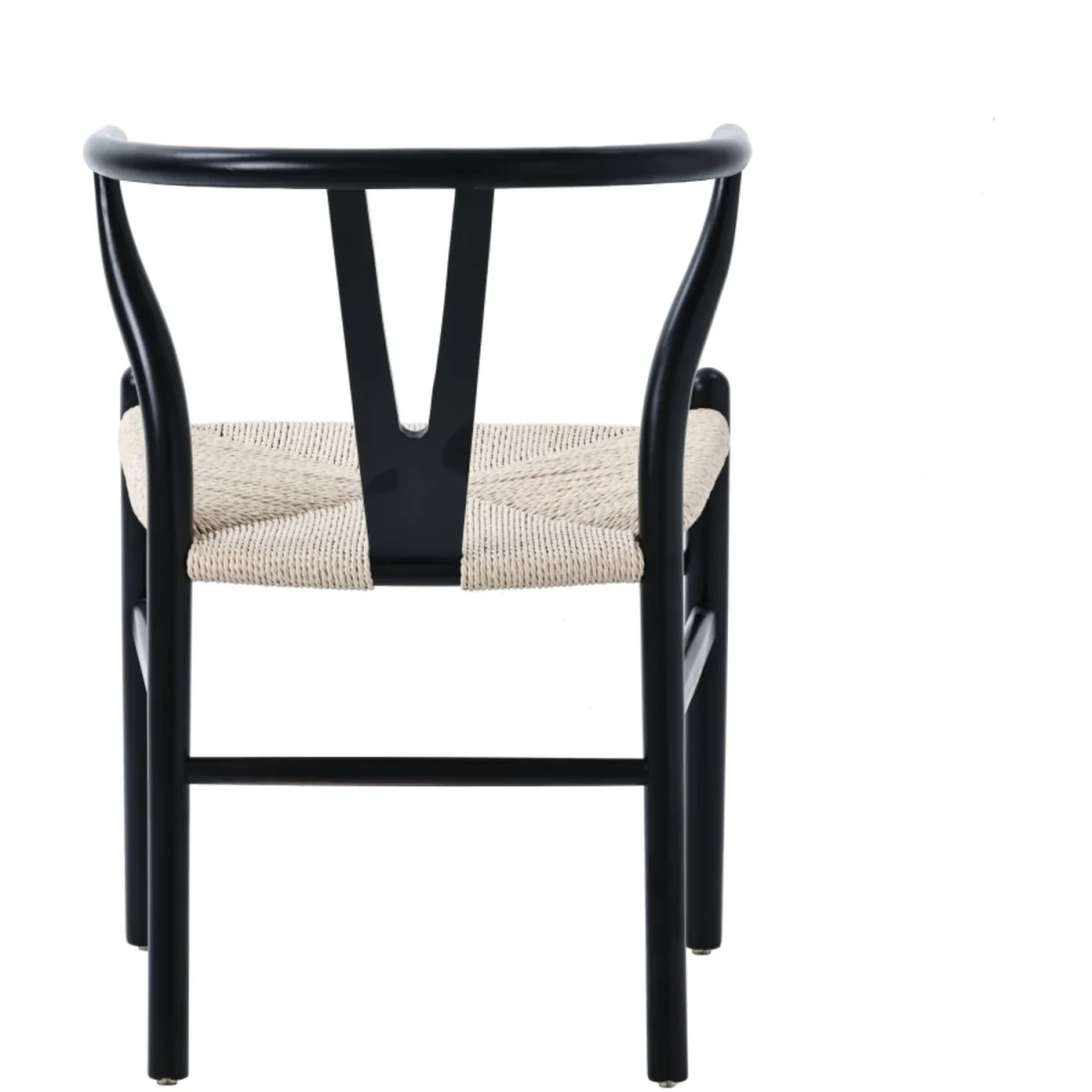 Set of 2 Dining Chair, Ash Solid Wood Y Chair, Dining Room Chair with Rattan - Black – image 3