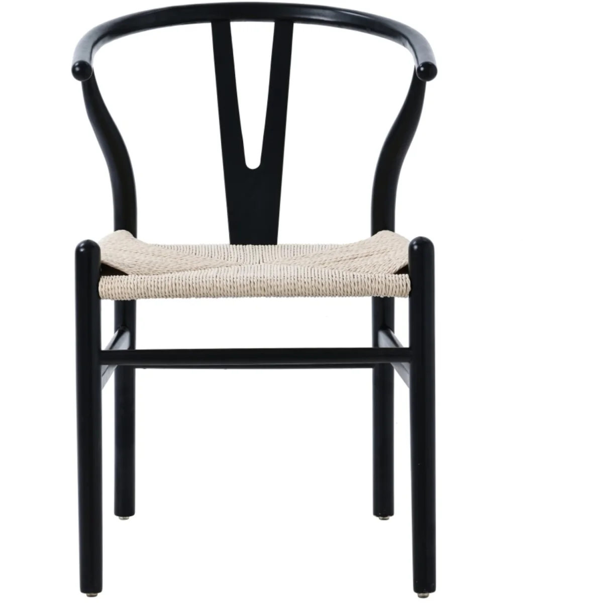 Set of 2 Dining Chair, Ash Solid Wood Y Chair, Dining Room Chair with Rattan - Black – image 7