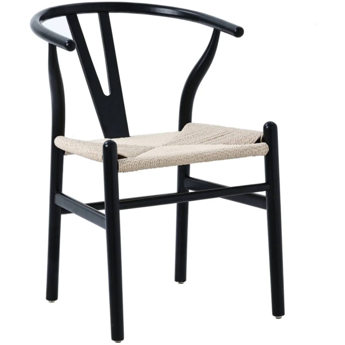 Set of 2 Dining Chair, Ash Solid Wood Y Chair, Dining Room Chair with Rattan - Black – image 8