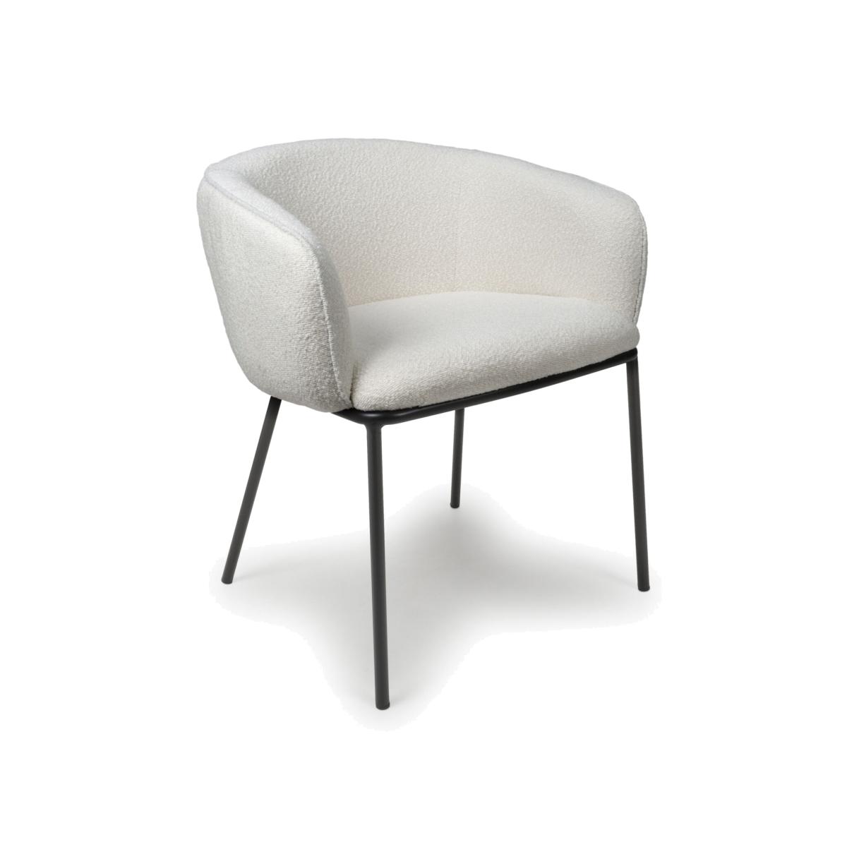 Pair of Lola Boucle Dining Chairs - White