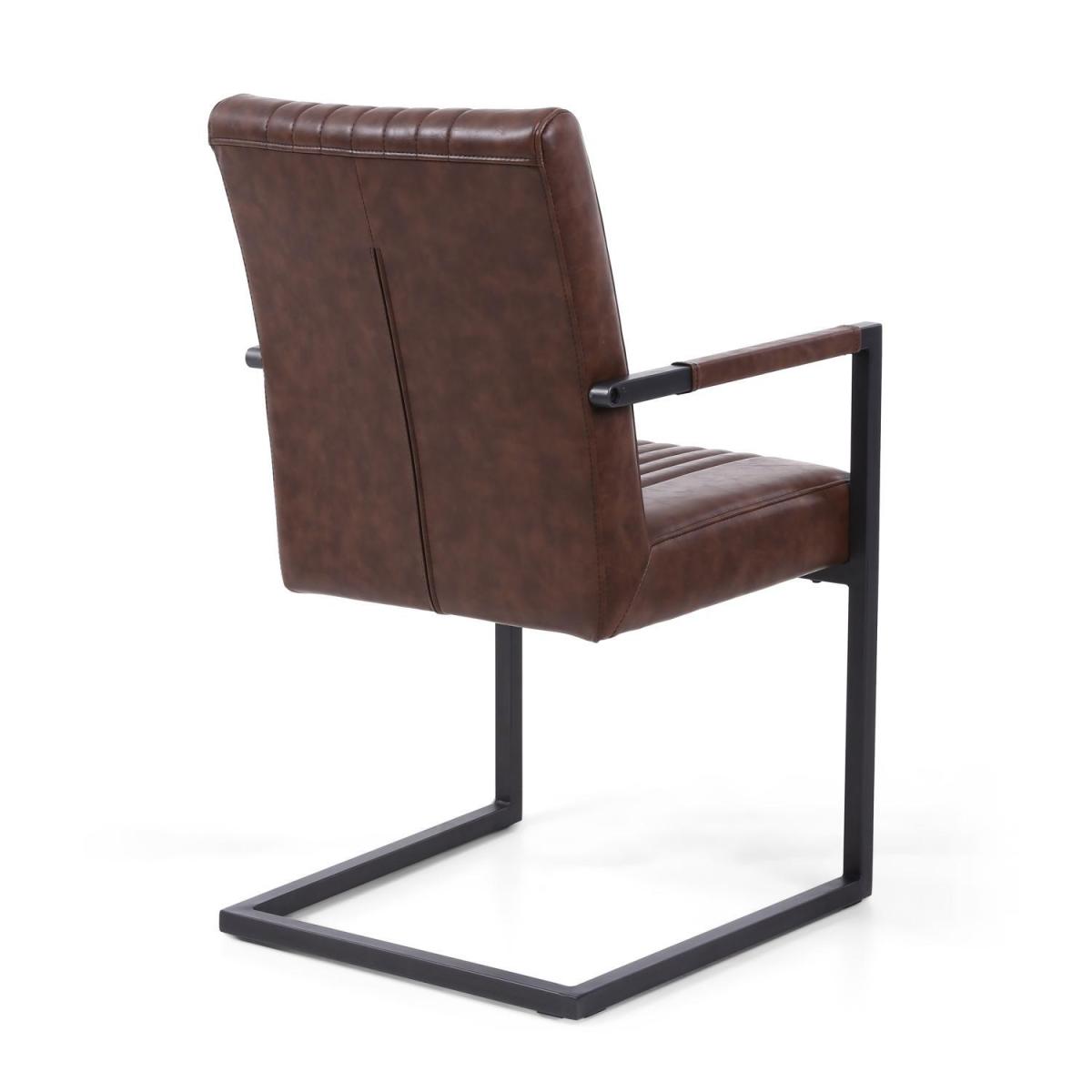 Avon Cantilever Leather Match Brown Carver Armrest Dining Chair Set of 2 - Brown – image 3